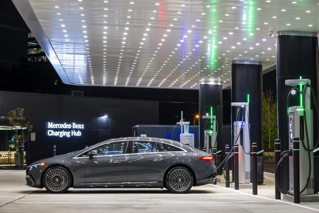 Mercedes-Benz charging at pilot station