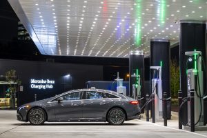 Mercedes-Benz charging at pilot station