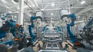 Rivian robot production line