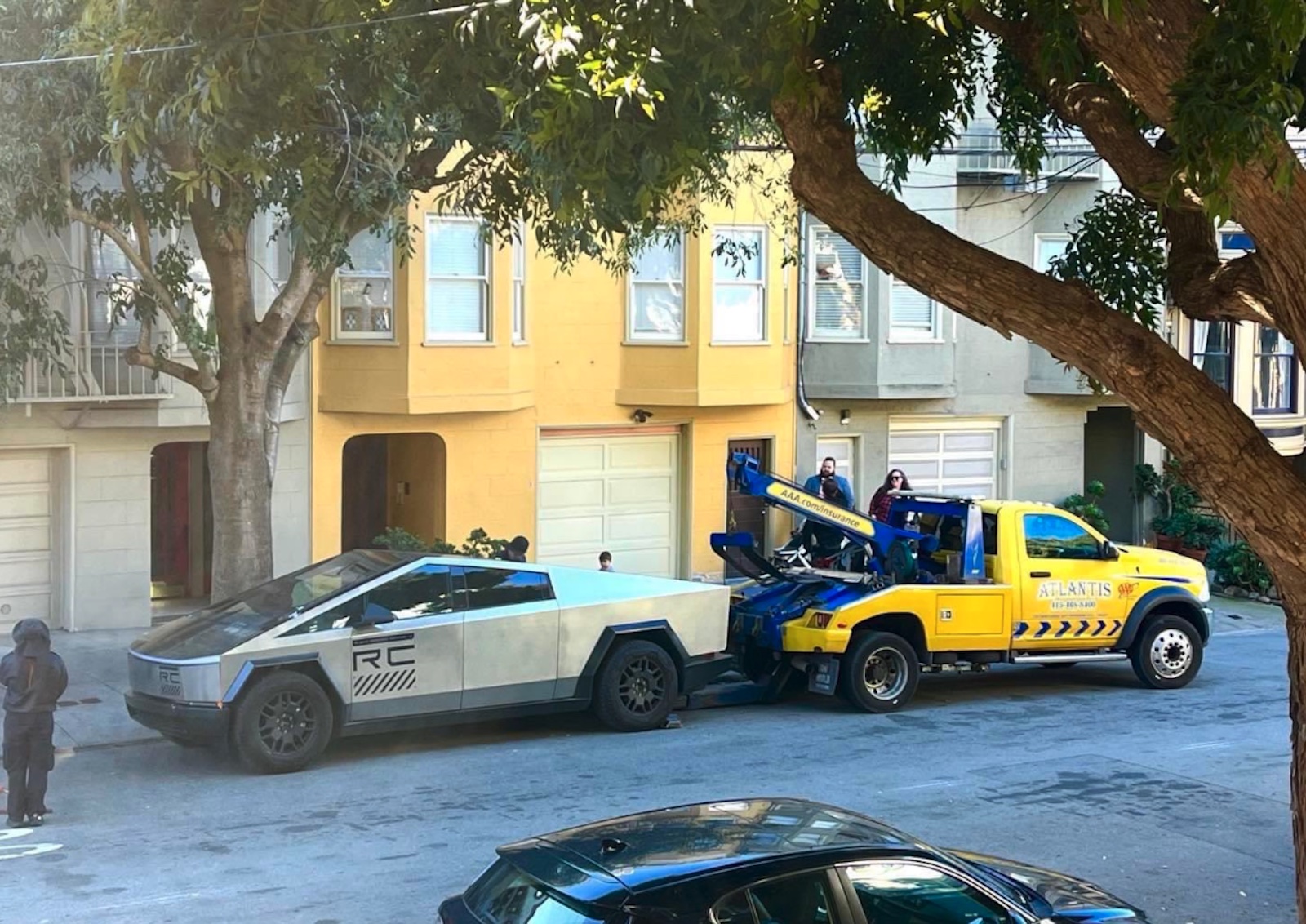 Tesla Cybertruck about to be towed in SF
