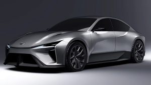 Lexus electric coupe concept front 3-4 REL