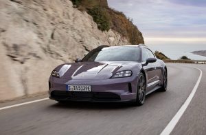 2025 Porsche Taycan 4S Sport Turismo front driving REL