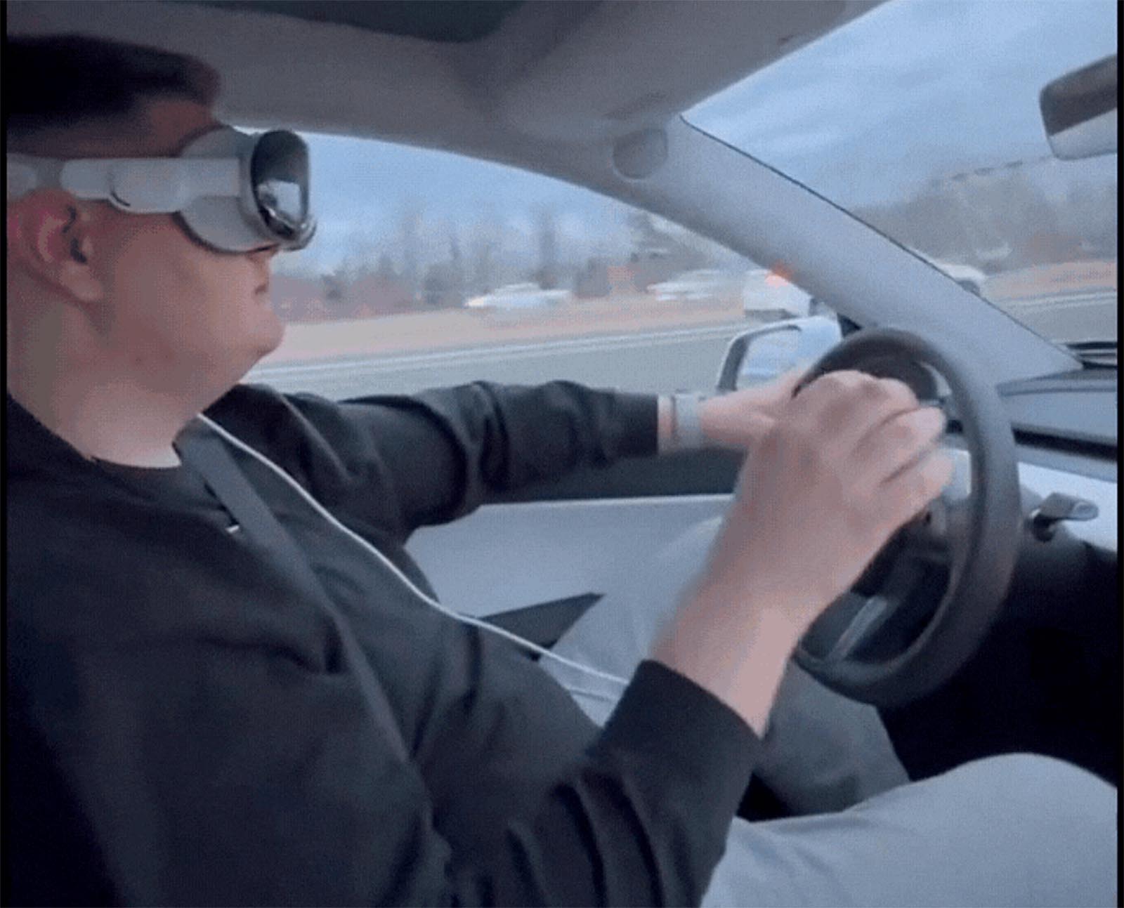 Driver Using Apple Vision Pro Goggles