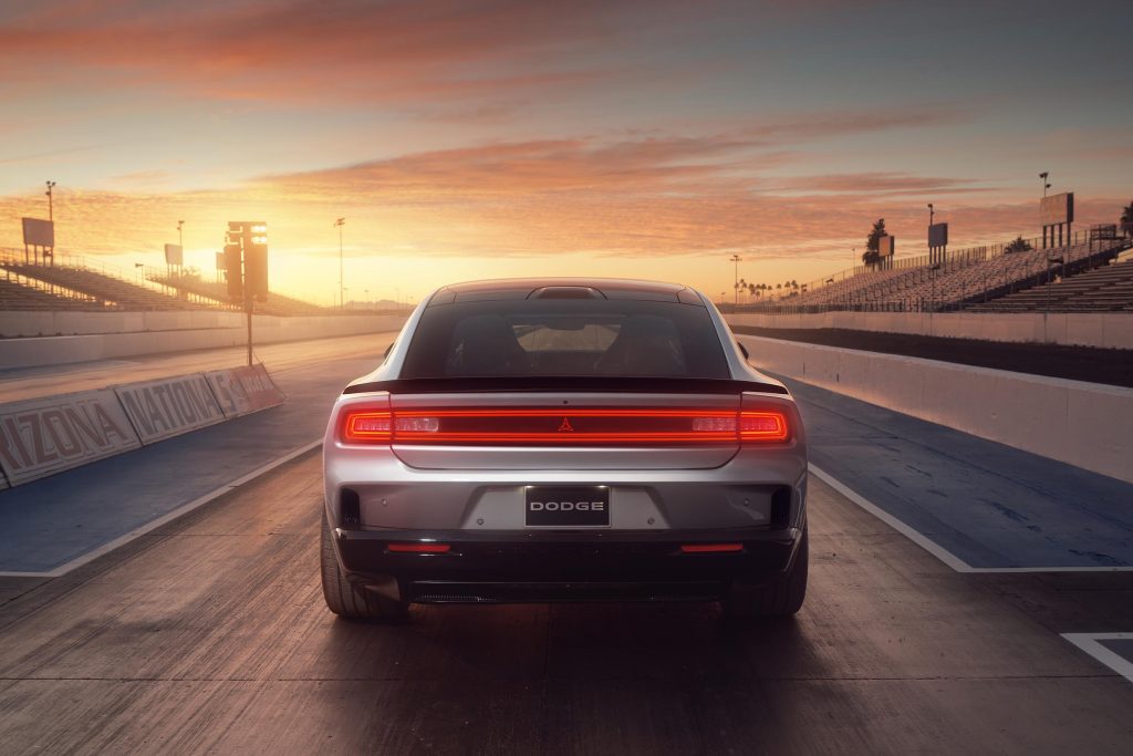 2024 Dodge Charger Daytona Scat Pack, shown in Triple Nickel.