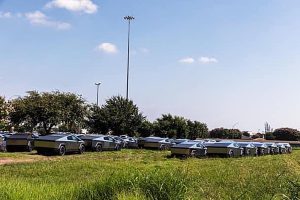 Unsold Tesla Cybertrucks in field