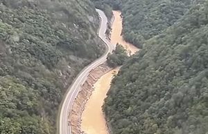 Washed-out section of I-40