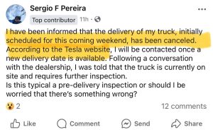 Cybertruck - delivery hold text