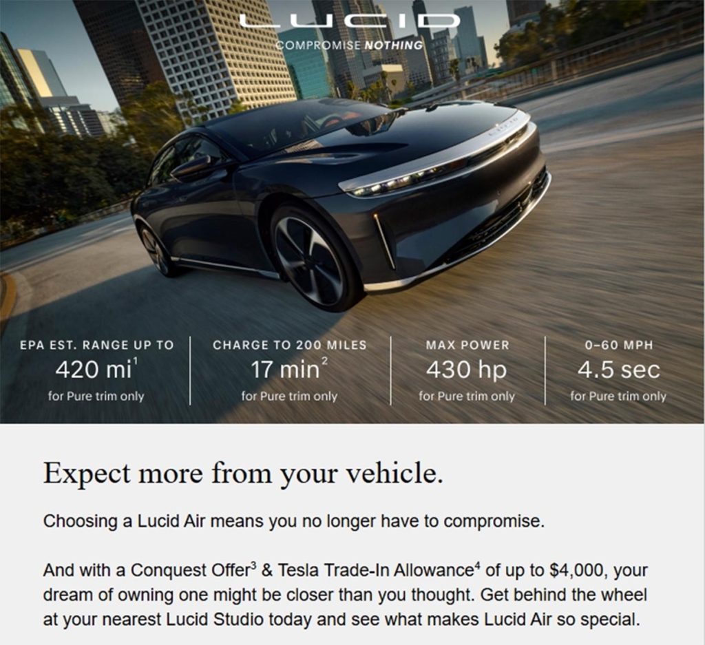 Lucid Tesla Ad