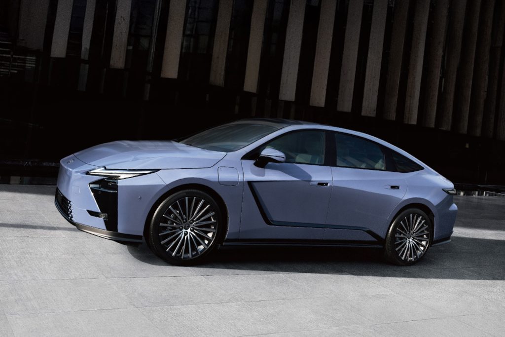 2026 Lexus ES 500e gray side REL