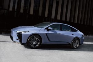 2026 Lexus ES 500e gray side REL