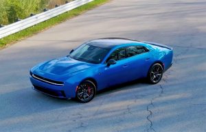 2026 Dodge Charger Daytona sedan - on track front posed