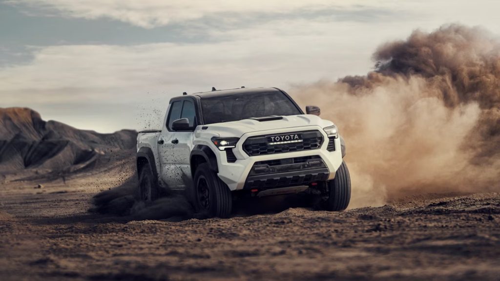 2025 Toyota Tacoma TRD Pro kicking dirt