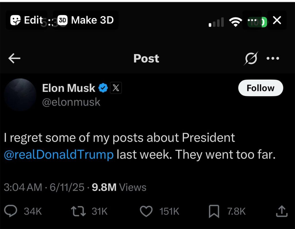 Musk Apologizes on X