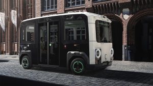 Lyft - Holon Robo-Shuttle - exterior front 3-4