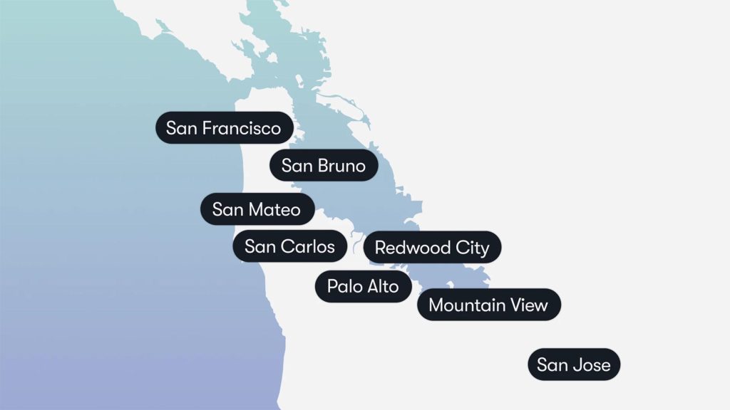 Waymo Intercity Service Map
