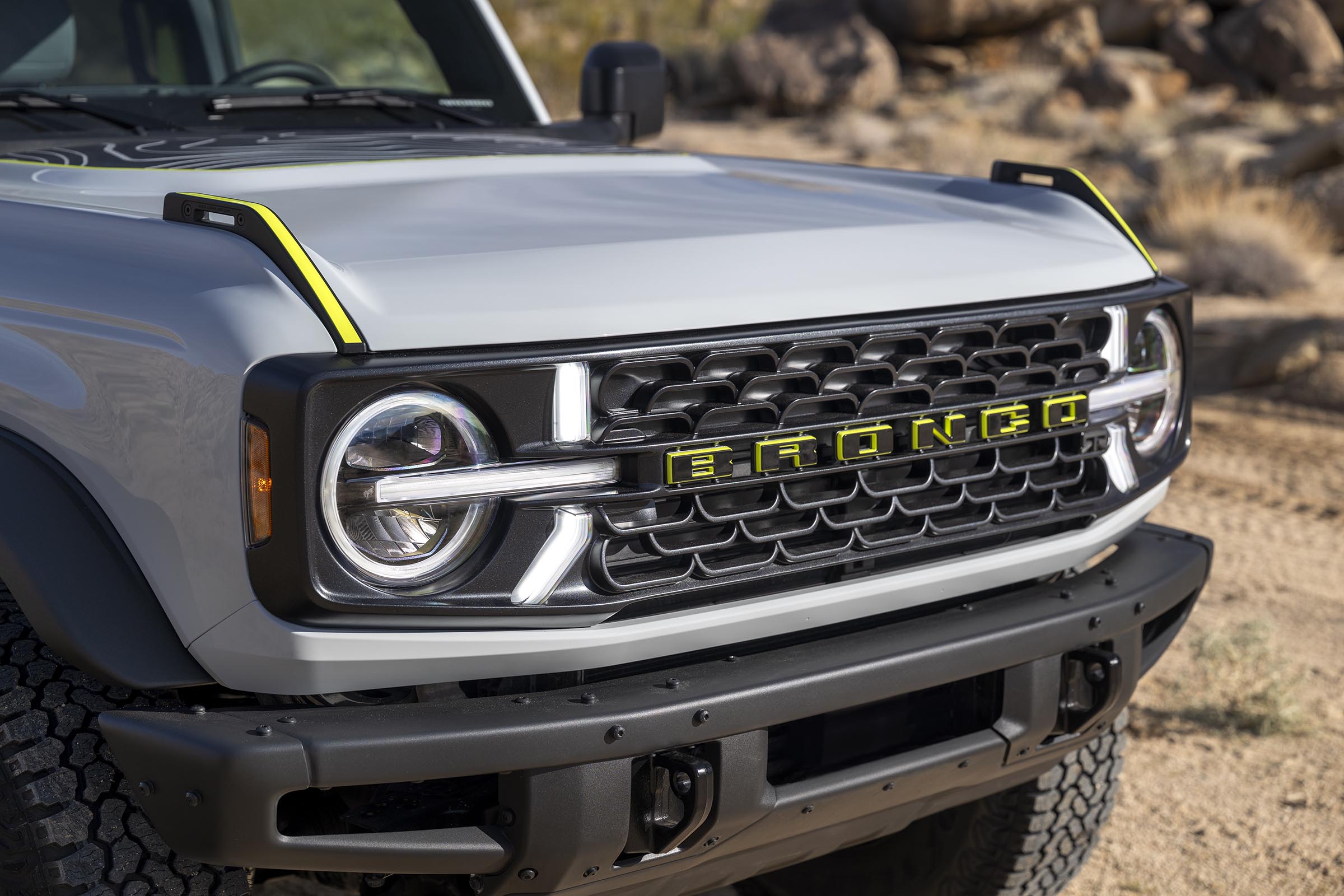 2027 Ford Bronco RTR – Johnson Valley nose detail