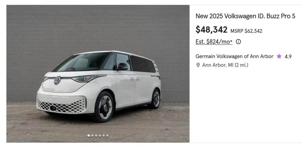 Discounts on 2025 VW ID Buzz - advert