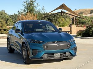 2026 Ford Mustang Mach-E Rally teal frontish